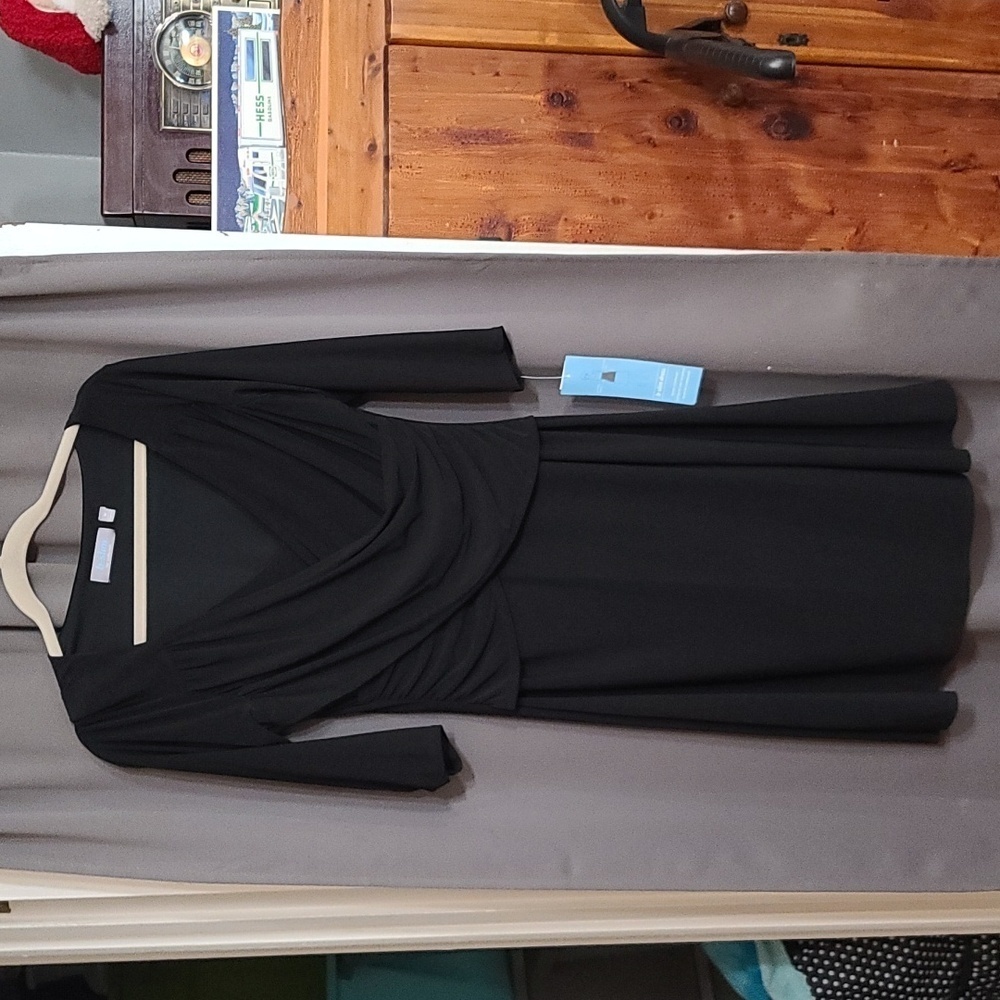 NWT B-Slim NY‎ Collection Womens Dress Black Ruched Shaper Lined Sz M